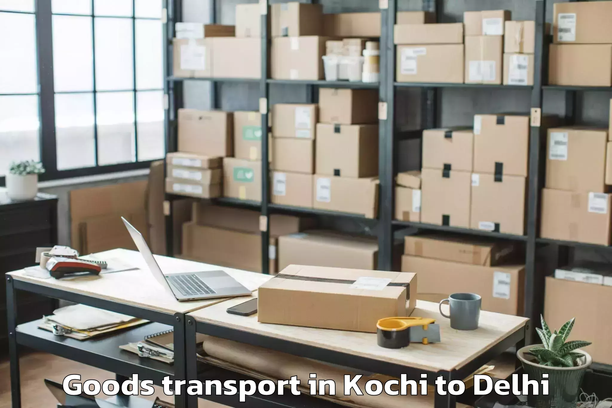 Hassle-Free Kochi to Dlf Promenade Mall Goods Transport